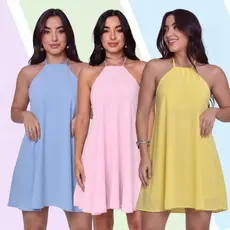 Kit 2 Vestidos Alcinha com amarração costas nua Frente Única Soltinho