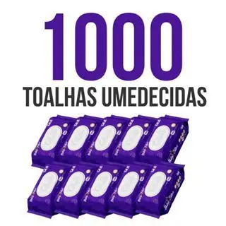 Caixa com 10 Lenços/Toalhas Umedecidas Baby Star Roxa c/ 100 Unidades Cada – Sem Tampa FlipTop