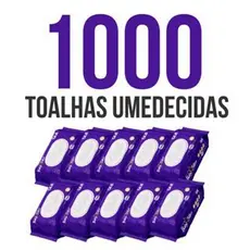 Caixa com 10 Lenços/Toalhas Umedecidas Baby Star Roxa c/ 100 Unidades Cada – Sem Tampa FlipTop