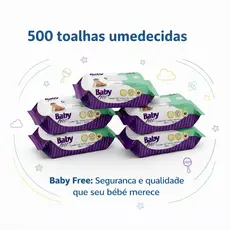 KIT COM 5 PACOTES TOALHAS UMEDECIDAS/LENÇOS BABY FREE C/100
