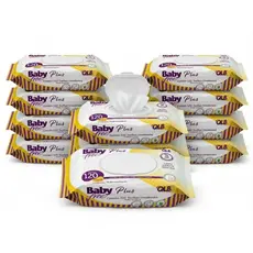 Caixa com 10 Lenços/Toalhas Umedecidas Baby Free Plus c/ 120 Unidades Cada – Sem Tampa FlipTop