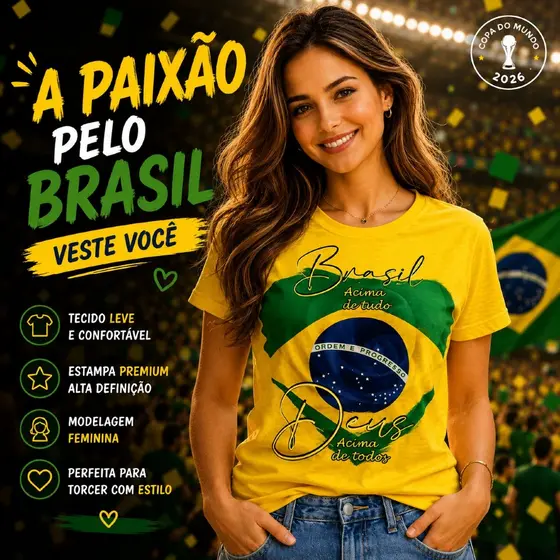 Camiseta T-shirt Brasil Deus a cima de Tudo