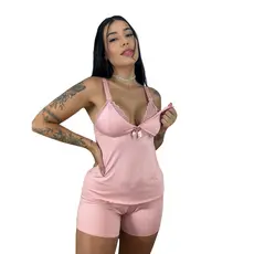 Baby Doll Amamentaçao Regata Botao Amamentar Short Curto Pijama Gravida Gestante Pós Cirurgico Parto Mamae