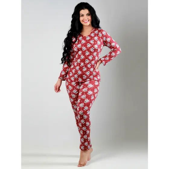 Pijama Feminino Longo Inverno Blogueirinha Estampado Sem Botão Confortável