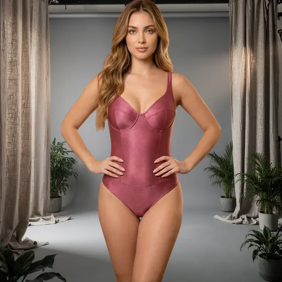 Body e Maiô Feminino Acetinado 2 em 1 Regata Premium Modelador Proteção UV Casual Elegante
