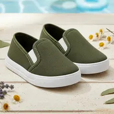 Tênis Slip On Infantil Verde Confortável Menino Menina Casual Calce Fácil Dia a Dia