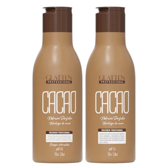 Kit Escova Cacau Glatten Máscara para Alisamento e Shampoo Anti Resíduos