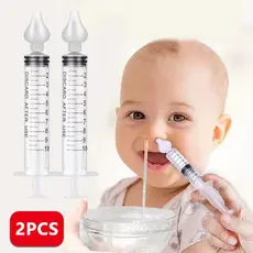COM 2 Seringas Lavador Aspirador Nasal Limpeza Infantil Bico Silicone Nariz Bebê Livre BPA Free Não Alergênico Reutilizá