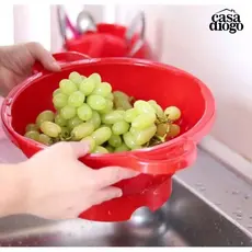Escorredor De Massa Macarrão Arroz Alimentos Legumes Lavador Cesta De Plástico Com Alça Multiuso