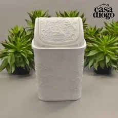 Cesto De Lixo Basculante Renda Floral Pia Cozinha Banheiro Lixeira De Luxo 4,5 Litros Branco