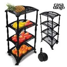 Organizador Fruteira De Chão Preto 4 Andares Frutas Legumes