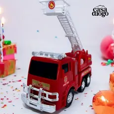 Caminhão Bombeiro A Pilha C/ Sirene E Escada Automática Brinquedo Presente Natal Para Criança