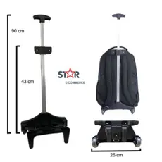 Carrinho Suporte Para Mochila Escolar 1 Haste Infantil Juvenil Adulto - Preto