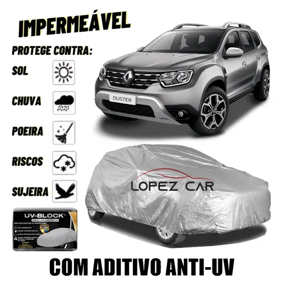 Capa para Cobrir Renault Duster Resistente com Proteção contra Raios UV, Chuva, Poeira, Riscos, Arranhões