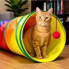 Túnel Colorido Para Pets 1,15m Diversão Interativo Exercício Bem-estar Para Seu Pet
