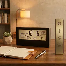 Relógio Despertador Digital de Mesa Prático - Cores: Branco Preto Cinza