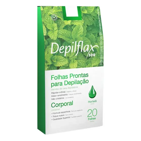 Folhas Prontas Para Depilação Corporal Hortelã Depilflax Cera Depilatoria Profissional 20un