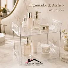 Organizador Giratório 360º de Acrílico Porta Cosméticos 2 e 3 Andares Maquiagem Skincare Decoração