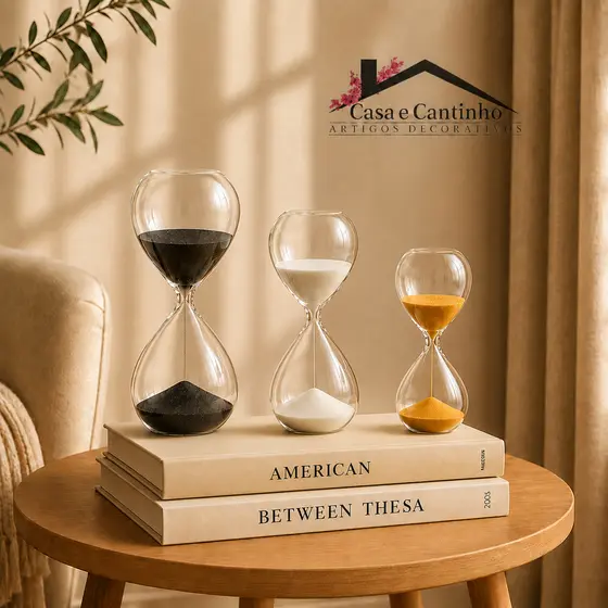 Ampulheta Decorativa Vidro Luxo | Relógio de Areia 15/5/30 Min Vidro Resistente Escritório e Sala