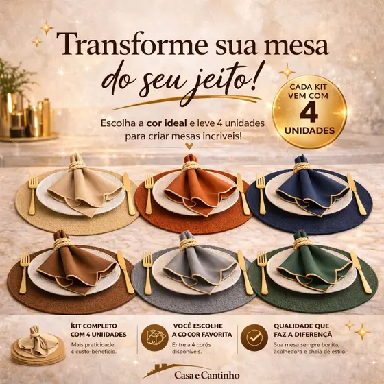Jogo Americano 4 unidades Souplast para Mesa Posta Descanso de Prato Cozinha 38cm Redondo multiuso