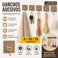 KIT 5/10/15 Gancho Adesivo Parede Multifuncional Autocolante Casa Cozinha Quarto Banheiro Organizado