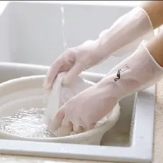 Luvas de lavar louça de cozinha, borracha durável, roupas finas e impermeáveis para tarefas domésticas
