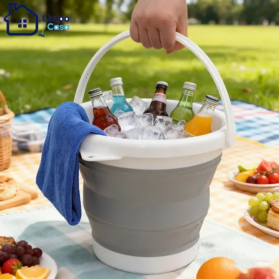 10L Balde de Silicone Retrátil,Pode ser pendurado, Ideal para Camping, Viagem e Limpeza Doméstica