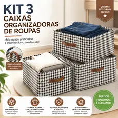 Kit com 3 Caixas Organizadoras de Roupas Dobráveis, Com Alças, Armazenamento de Guarda-Roupa
