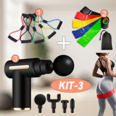 Conjunto de 5 peças de faixa elástica de treinamento + extensor elástico para exercícios + massageador elétrico