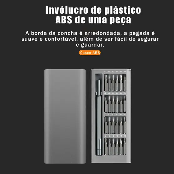 Kit Chave de Precisão 25 em 1 King'sdun Bits S2 ABS para Manutenção de Celulares e Reparos