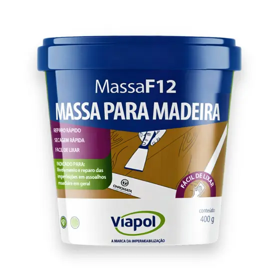 Massa Reparo F-12 Para Madeira 400g Viapol - Cores