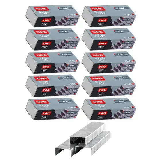 10 GRAMPO 26/6 GALVANIZADO 15000 UNIDADES ESCRITORIO VIGHS
