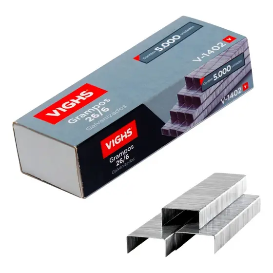 GRAMPO 26/6 GALVANIZADO 5000 UNIDADES ESCRITORIO VIGHS