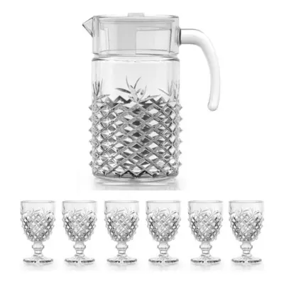 Jogo De Jarra 1.4l Com 6 Taças 200ml Vidro Pinea Dimante Diamante City