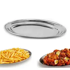 1 Travessa Bandeja Aço Inox Oval 25cm Porção Salada Inox