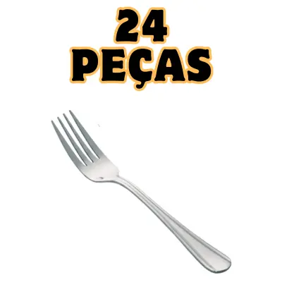 Jogo Garfo 24 Peças Inox Talher Churrasco Restaurante