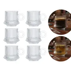 Jogo 6 Xícara Café Chá Vidro Robusta Lines 85ml