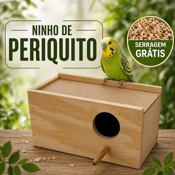 Ninho para Passaro Passarinho Periquito Com Ninho e Serragem
