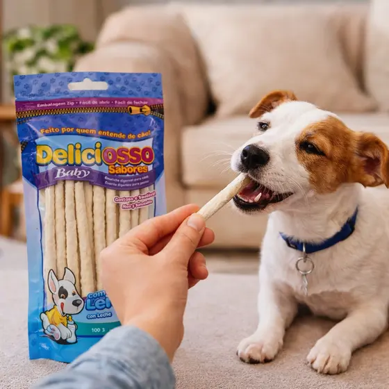 Palito Biscoito Petisco Mastigável Pet Cães Leite Deliciosso Baby Saudável Dia Dia Promoção