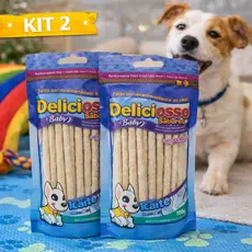 Kit 2 Petiscos Palito Mastigável para Cães Leite Deliciosso Baby Anti-Tártaro Saudável Dia Dia