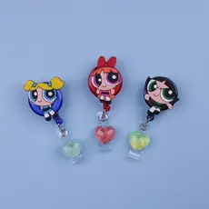 Porta Crachá Retrátil Roller Clip Personalizados Temático Meninas Super Poderosas | Lindinha | Florzinha | Docinho