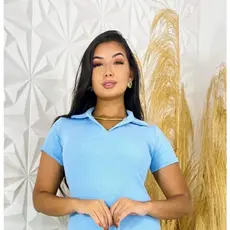 Blusinha gola polo ribana premium