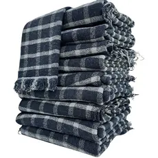 Kit 05 Panos de Chão Premium Xadrez Quadriculado 43x68cm – Malha Dupla 100% Algodão