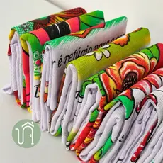 Pano de Prato Gigante e Luxuoso 05 Peças Decorativo Com Estampas Diversas