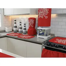 Kit Jogo De Cozinha 7 Peças Decorativas  Estampado Capas Para Cozinha 100% OXFORD