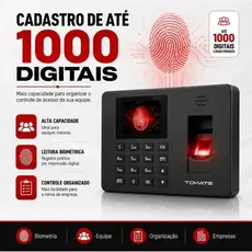 Relógio Ponto Biométrico Impressão Digital Eletrônico Preto Nene.Shop