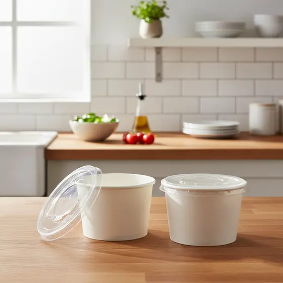 Pote de Papel Branco com Tampa 120ml - 50 unidades