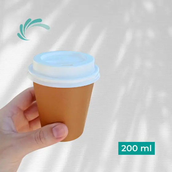 Copo de Papel com Tampa 200ml - 50 unidades
