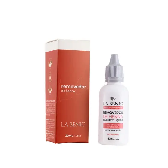 Sabonete Líquido Removedor Henna Sobrancelhas La Benig 30mL Tira Manchas La benig
