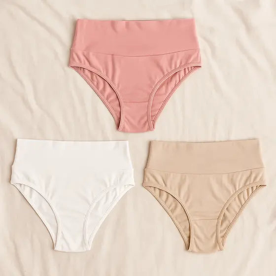 Kit 3 Calcinhas De Algodão Cós Alto Pós Parto – Cotton Premium, Confortáveis e Modeladoras